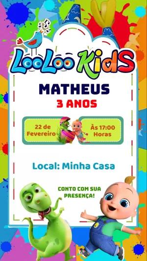 Convite de Aniversário Looloo Kids para Editar Online