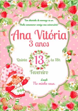 Convite de Aniversário Moranguinho para Editar Online