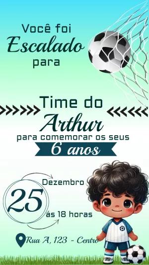 Convite de Aniversário Futebol Menino para Editar Online