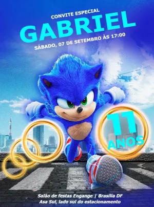 Convite de Aniversário Sonic do Filme para Editar Online