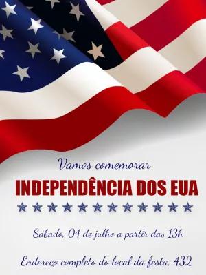 Convite Independência dos EUA com Bandeira para Editar Online
