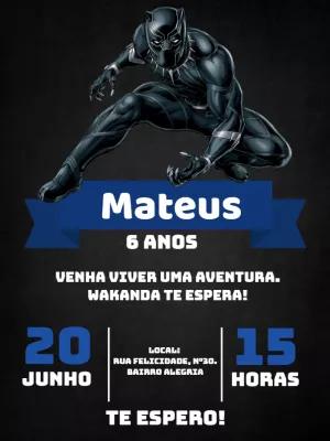 Convite de Aniversário Pantera Negra para Editar Online
