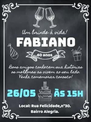 Convite de Aniversário Chalkboard para Editar Online
