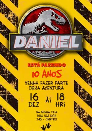 Convite Aniversário Dinossauros Jurassic Park para Editar Online