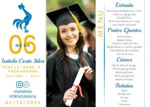 Menu de Formatura com Foto para Editar Online
