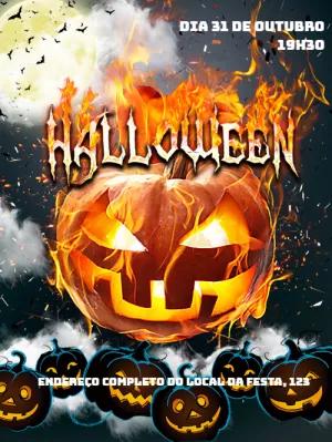 Convite de Halloween Assustador com Abóbora para Editar Online