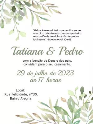 Convite de Casamento Folhagem Verde para Editar Online