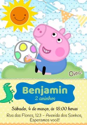 Convite Aniversário George Pig para Editar Online