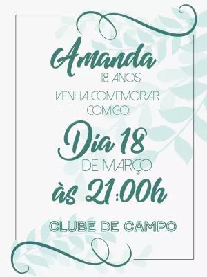 Convite de Aniversário Folhagens Simples para Editar Online