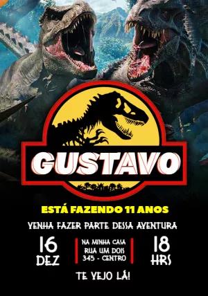 Convite Aniversário Jurassic Park com Dinossauros para Editar