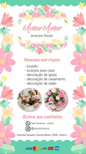 Panfleto de Floricultura com Design Floral para Editar Online