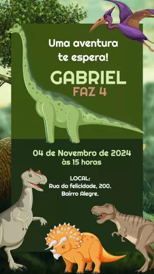 Convite de Aniversário Dinossauro para Editar Online