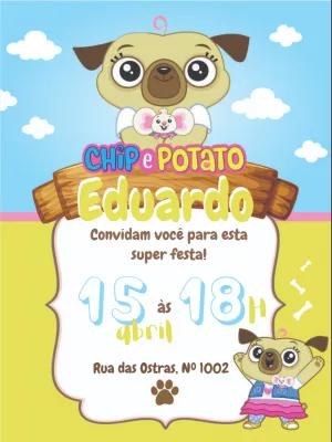 Convite de Aniversário Chip e Potato para Editar Online