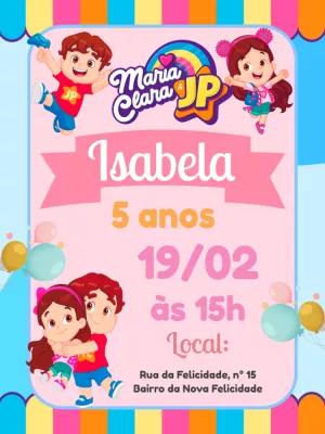 Convite Aniversário Maria Clara e JP para Editar Online