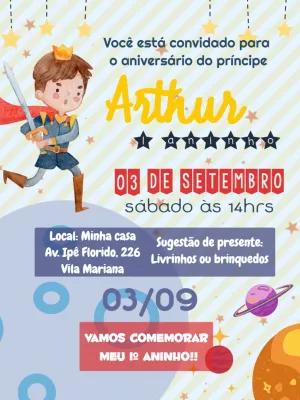 Convite de Aniversário Pequeno Príncipe para Editar Online