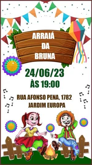 Convite Festa Junina com Casal Caipira para Editar Online