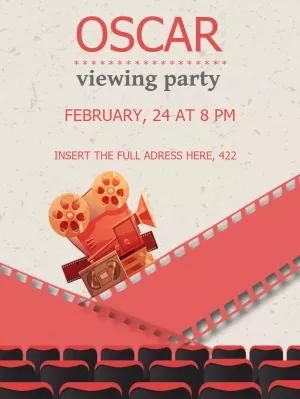Editable Oscar Viewing Party Invitation with Film Theme
