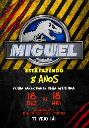 Convite Aniversário Jurassic Park Dinossauro para Editar