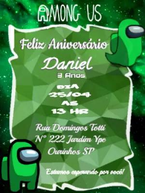Convite de Aniversário Among Us com Tripulantes para Editar