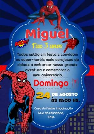 Convite de Aniversário Homem-Aranha para Editar Online