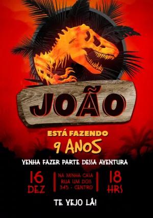 Convite Aniversário Dinossauro Jurassic Park Editável Online