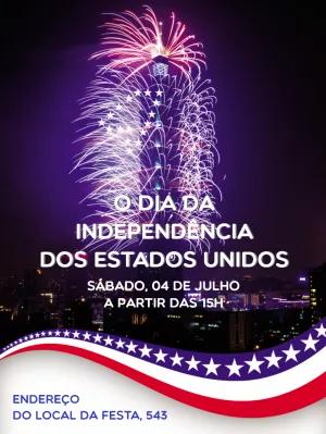 Convite 4 de Julho com Fogos de Artifício para Editar Online