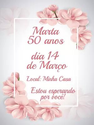 Convite de Aniversário Floral Delicado para Editar Online