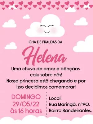 Convite Chá de Fraldas Chuva de Amor para Editar Online