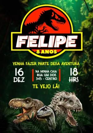 Convite de Aniversário Jurassic Park com Dinossauros para Editar
