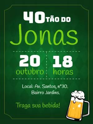 Convite Aniversário Boteco com Cerveja para Editar Online