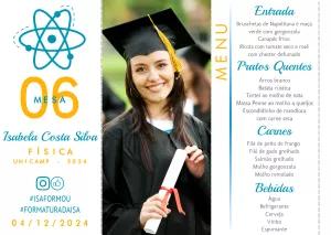 Menu de Formatura Física com Foto para Editar Online