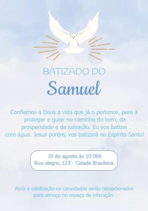 Convite de Batizado com Pomba do Espírito Santo para Editar