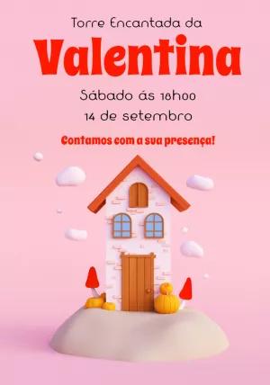 Convite Aniversário Torre Encantada para Editar Online