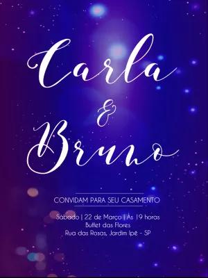 Convite de Casamento Neon com Céu Estrelado para Editar Online
