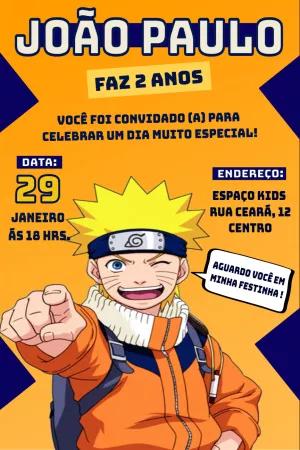 Convite de Aniversário Naruto Shippuden para Editar Online