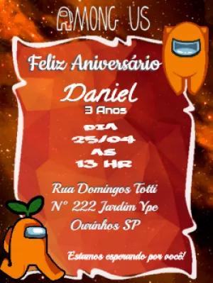 Convite de Aniversário Among Us para Editar e Imprimir