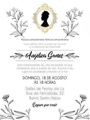 Convite Chá de Panela Bridgerton Estilo Lady Whistledown para Editar