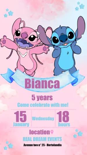 Stitch and Angel Birthday Invitation to Edit Online