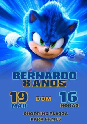 Convite de Aniversário Sonic para Editar e Personalizar