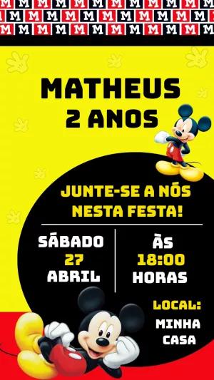 Convite Aniversário Mickey Mouse para Editar Online