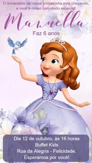 Convite Aniversário Princesinha Sofia para Editar Online