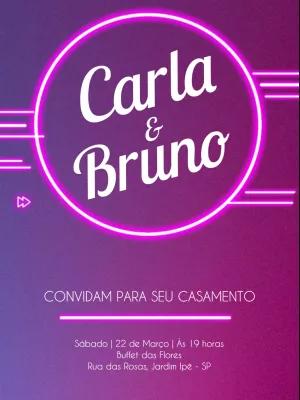 Convite de Casamento Neon Moderno para Editar Online