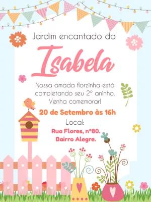 Convite Aniversário Jardim Encantado para Editar Online