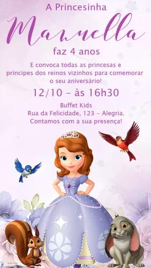 Convite Aniversário Princesinha Sofia para Editar Online
