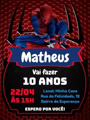 Convite de Aniversário Homem Aranha Editável Online