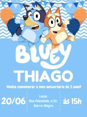 Convite de Aniversário Bluey e Bingo para Editar Online
