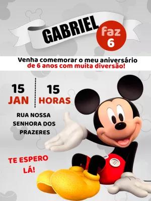 Convite de Aniversário Mickey Mouse para Editar Online