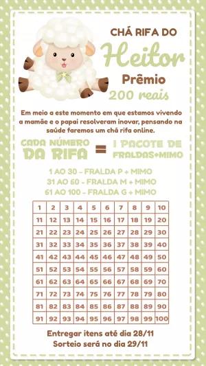 Chá Rifa Ovelhinha Fofa para Editar Online e Imprimir