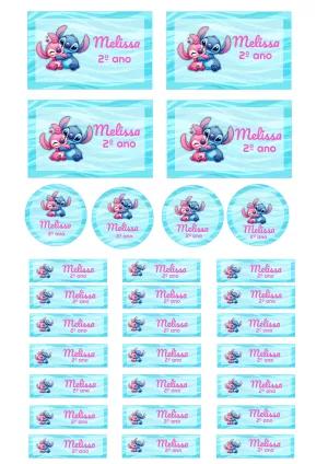 Kit Etiqueta Escolar Stitch Editável Online para Imprimir