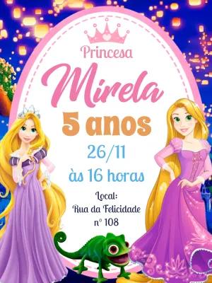 Convite Aniversário Princesa Rapunzel para Editar Online